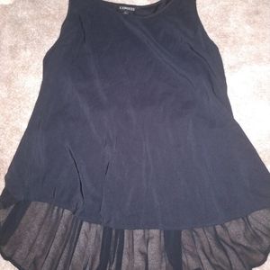 Express Hi-Lo Pleated Back Cami, Black